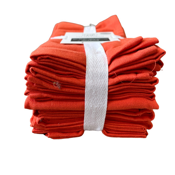 12pc Rachel Ashwell Farmhouse Cotton Dinner Napkins 18x18 Orange NEW - Picture 9 of 11